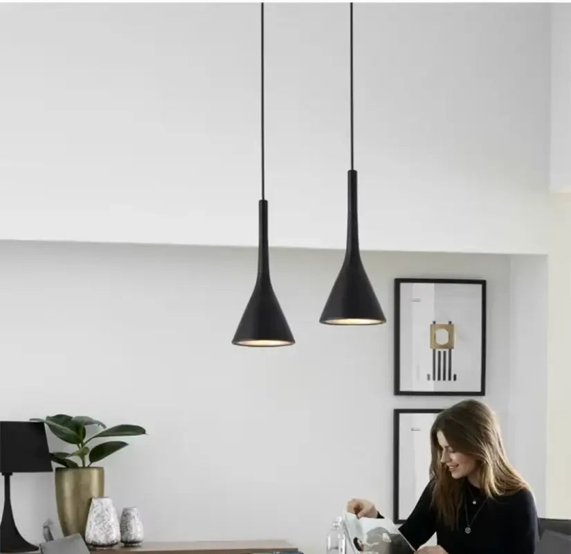 Adjustable Aluminum Pendant Light for Kitchen Island & Dining Table – 6 in Cone Shade, E27 Socket, 39 in Cord – Industrial Hanging Fixture f