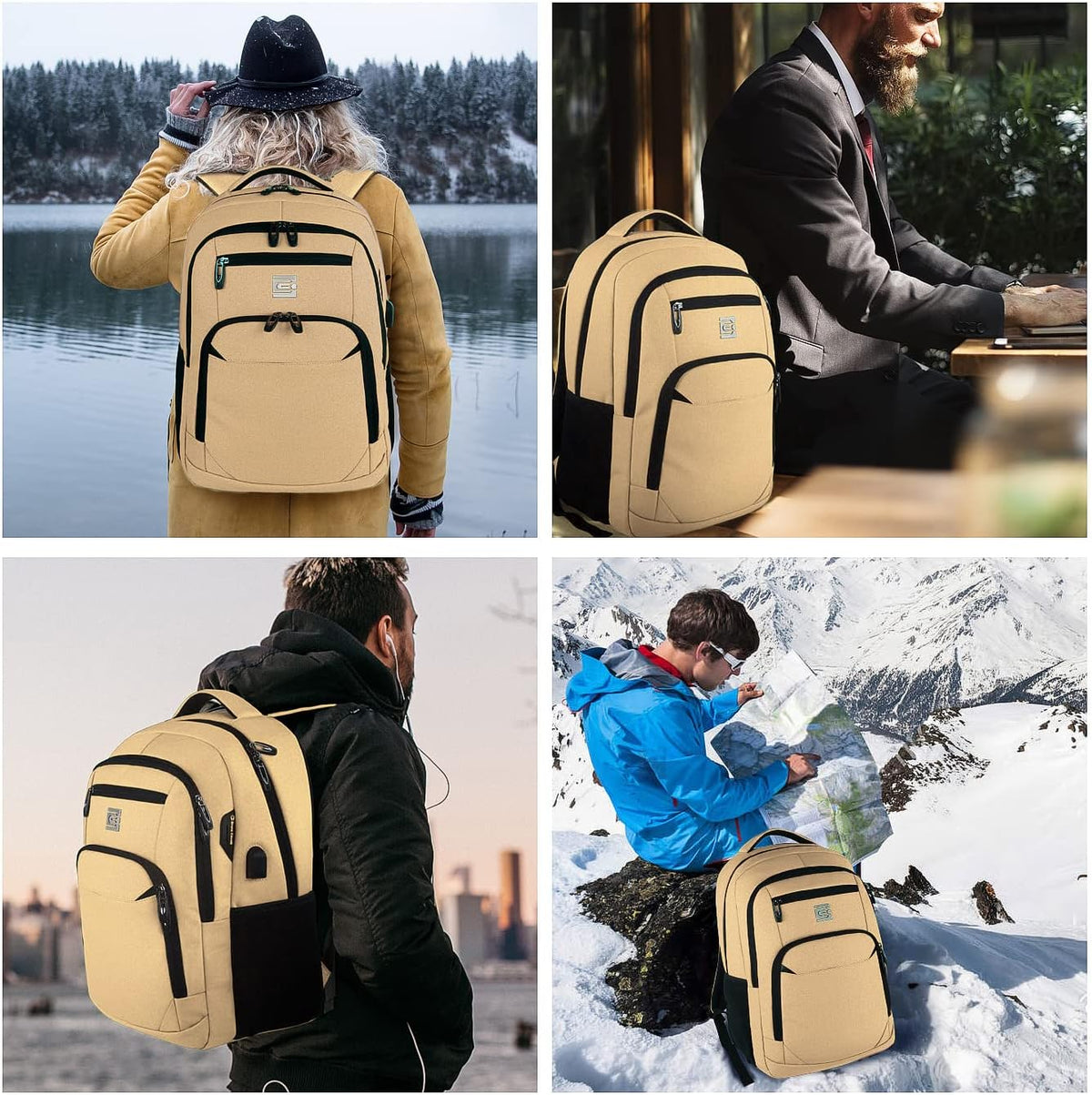 Tech Backpack for Laptops Up to 15.6 Inches with Integrated USB Power Port & Hidden Security Pocket | Polyester Daypack for College Students
