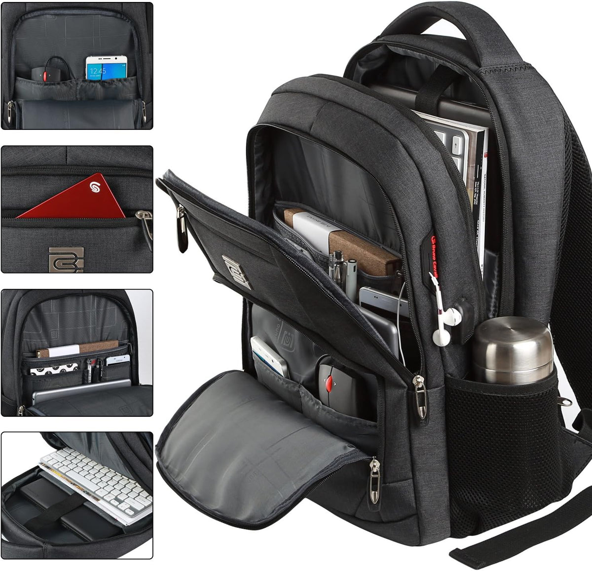 Tech Backpack for Laptops Up to 15.6 Inches with Integrated USB Power Port & Hidden Security Pocket | Polyester Daypack for College Students