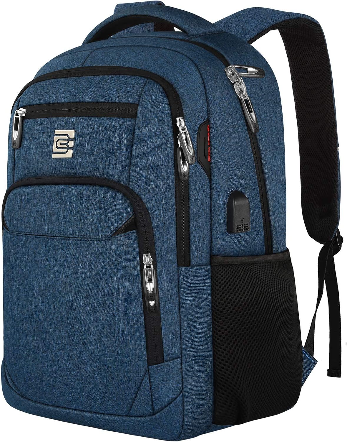 Tech Backpack for Laptops Up to 15.6 Inches with Integrated USB Power Port & Hidden Security Pocket | Polyester Daypack for College Students