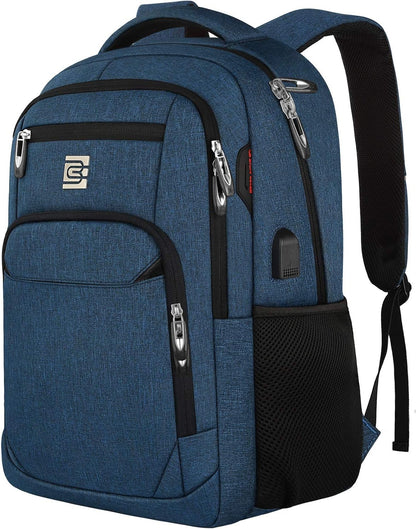 Tech Backpack for Laptops Up to 15.6 Inches with Integrated USB Power Port & Hidden Security Pocket | Polyester Daypack for College Students