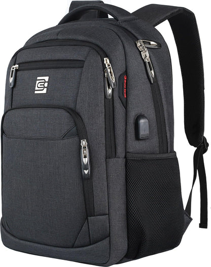 Tech Backpack for Laptops Up to 15.6 Inches with Integrated USB Power Port & Hidden Security Pocket | Polyester Daypack for College Students