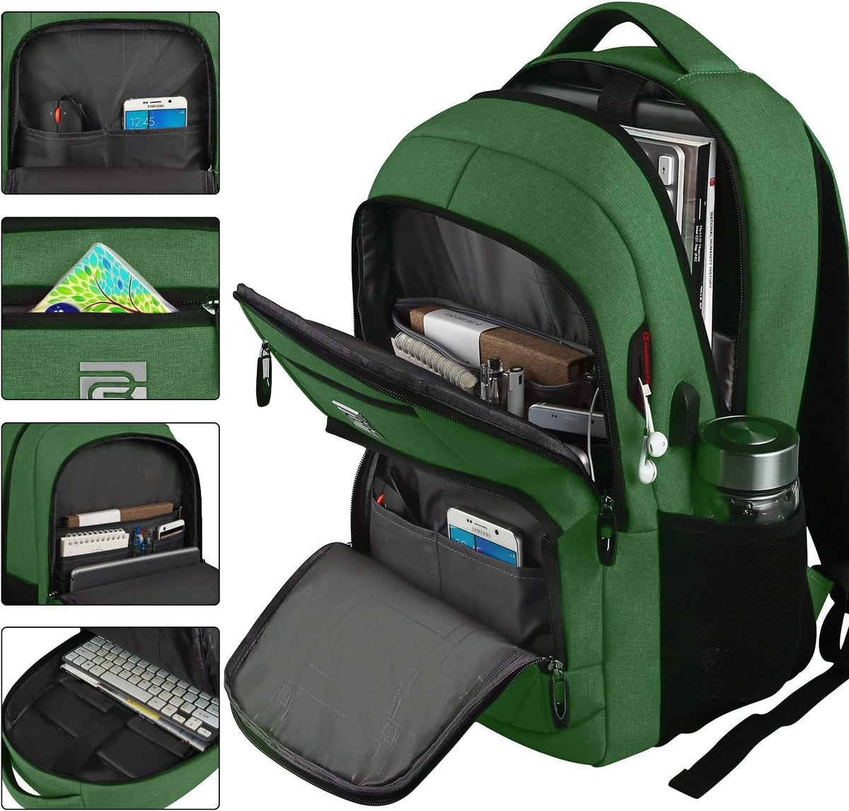 Tech Backpack for Laptops Up to 15.6 Inches with Integrated USB Power Port & Hidden Security Pocket | Polyester Daypack for College Students