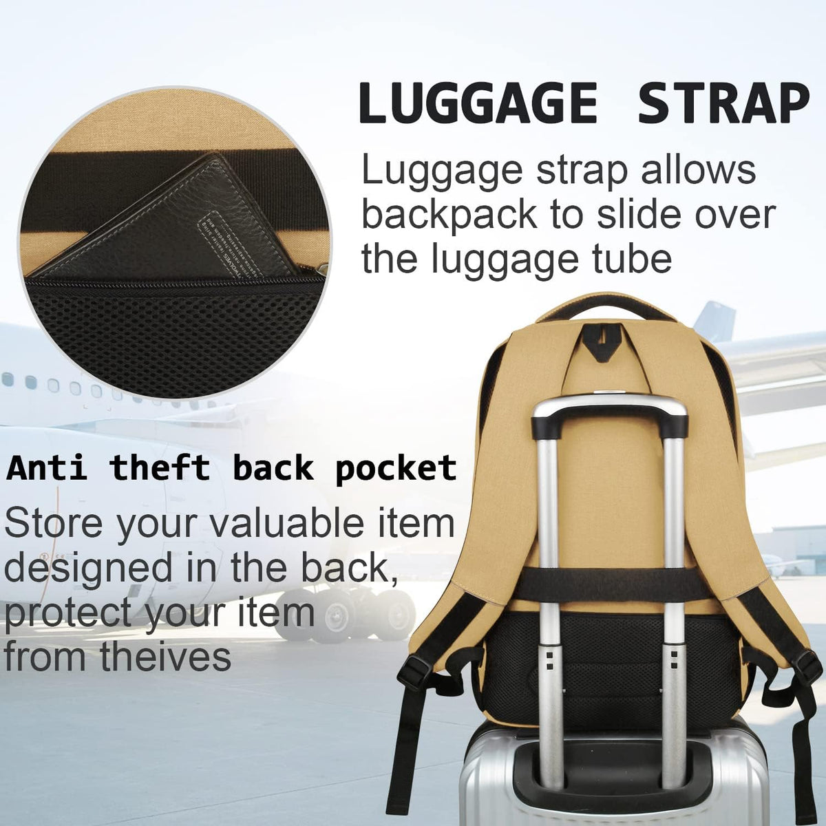 Tech Backpack for Laptops Up to 15.6 Inches with Integrated USB Power Port & Hidden Security Pocket | Polyester Daypack for College Students