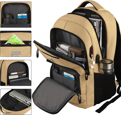 Tech Backpack for Laptops Up to 15.6 Inches with Integrated USB Power Port & Hidden Security Pocket | Polyester Daypack for College Students
