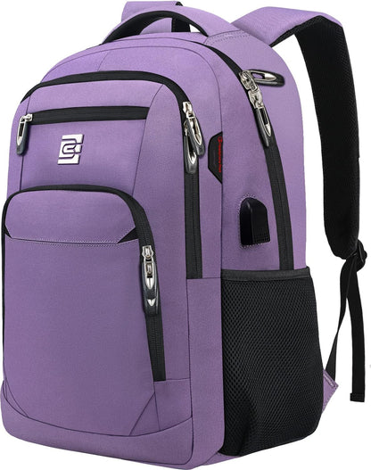 Tech Backpack for Laptops Up to 15.6 Inches with Integrated USB Power Port & Hidden Security Pocket | Polyester Daypack for College Students