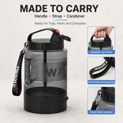 Ortekor 2.2L Portable Dog Travel Water Bottle with Pull-Out Bowl - Fewer Refills for Hiking, Camping & Road Trips