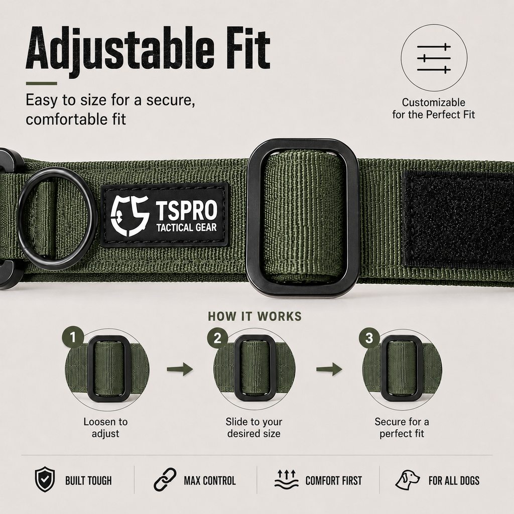 Ortekor Large Dog Tactical Collar with Control Handle - Secure Grip for Walks, Training & Strong Pullers