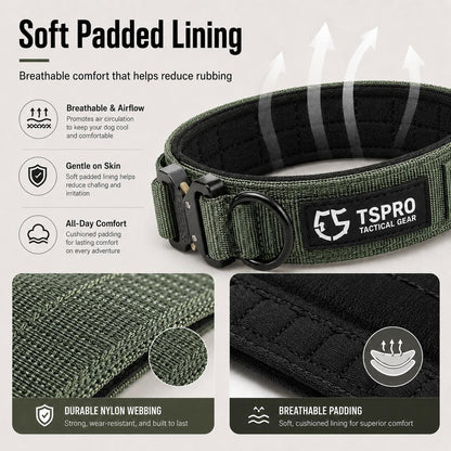Ortekor Large Dog Tactical Collar with Control Handle - Secure Grip for Walks, Training & Strong Pullers