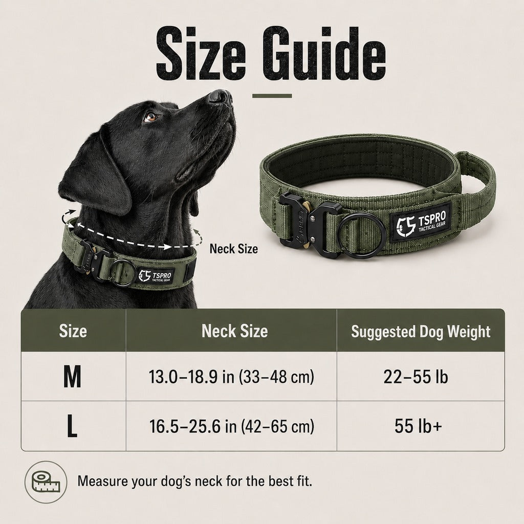 Ortekor Large Dog Tactical Collar with Control Handle - Secure Grip for Walks, Training & Strong Pullers