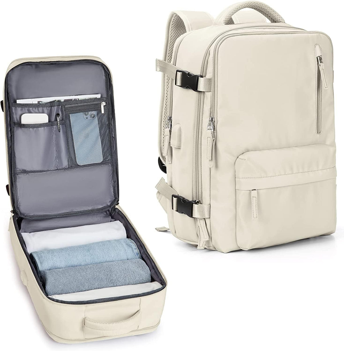 Large Travel Backpack 40L with Laptop Sleeve and Dedicated Shoe Section for Weekend Trips, Hiking & Daily Use