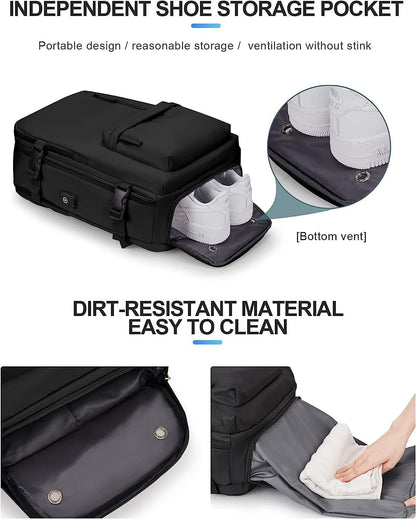 Large Travel Backpack 40L with Laptop Sleeve and Dedicated Shoe Section for Weekend Trips, Hiking & Daily Use