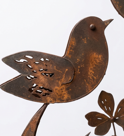 Metal Bird Silhouette Garden Stake with Wildflowers for Flower Beds and Planters Outdoor Yard Art Decoration