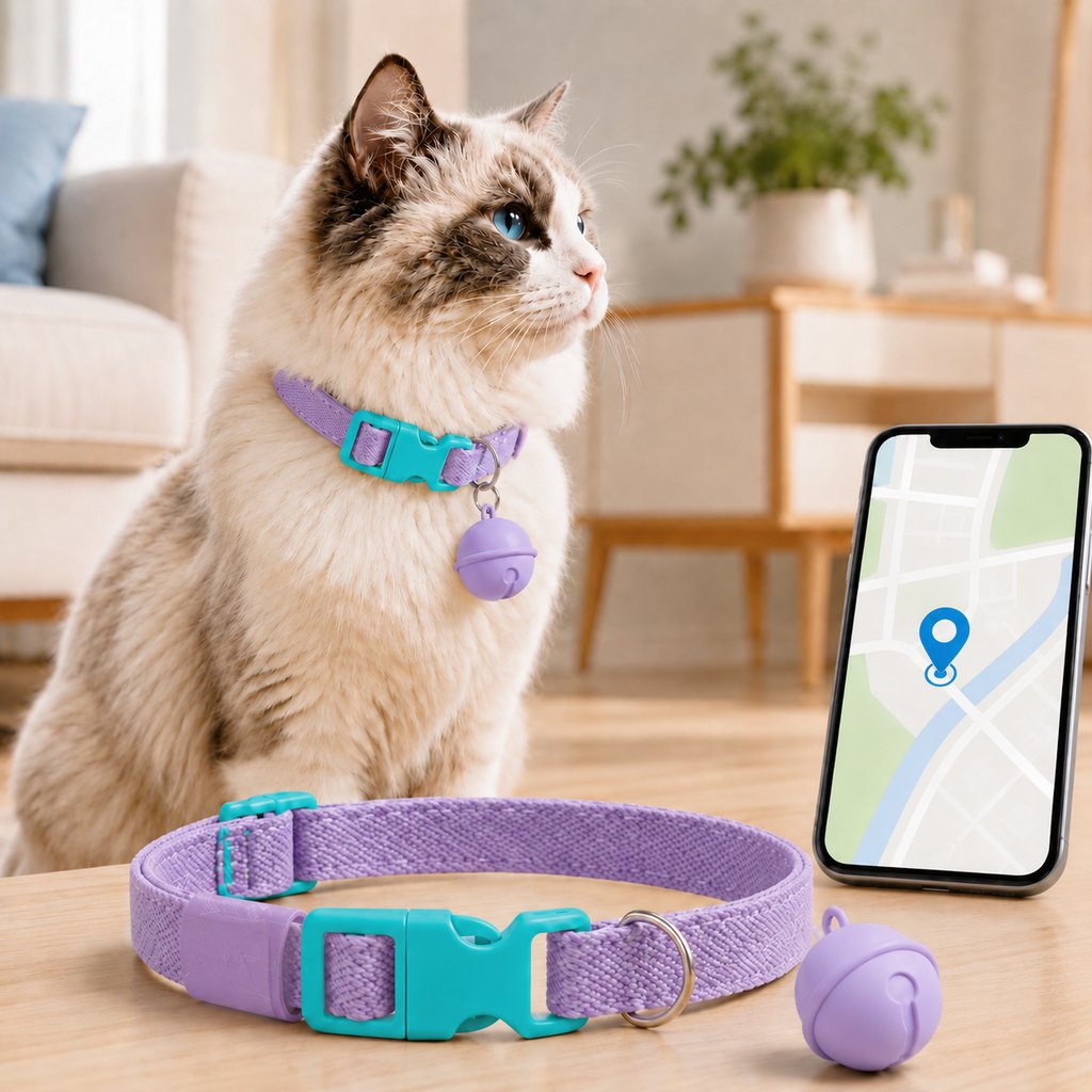 Ortekor Smart Pet Tracker Bell Collar for Cats & Small Dogs - Find Hiding Pets Faster at Home, in the Yard & on Daily Walks