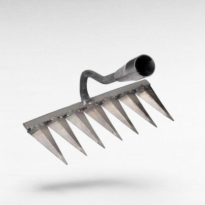 Stainless Steel Weed Removal Rake for Lawns & Gardens – Deep-Root Extractor Tool with V-Shaped Tines for Soil Prep & Weeding