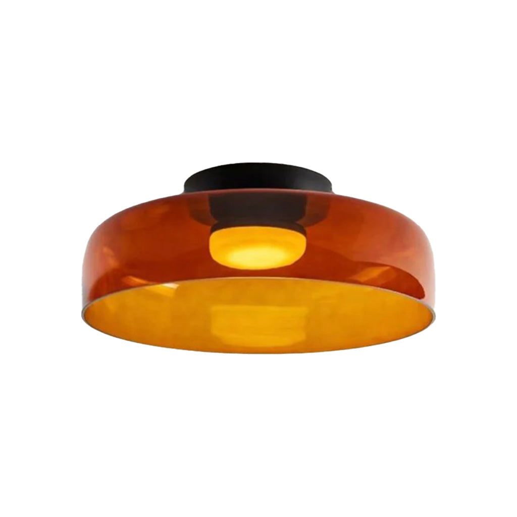 Tiered Glass Overhead Fixture 16.5 in Diameter Contemporary Room Illumination Gray Amber Green Finishes LED Flush Mount for Bedroom Dining K