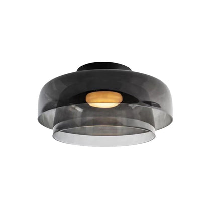 Tiered Glass Overhead Fixture 16.5 in Diameter Contemporary Room Illumination Gray Amber Green Finishes LED Flush Mount for Bedroom Dining K