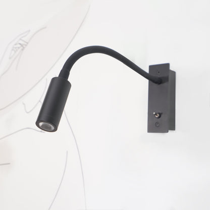 Flexible Gooseneck LED Reading Sconce 14 in Aluminum Indoor Wall Light for Bedroom Hallway Study Modern Task Lighting Push Button Switch