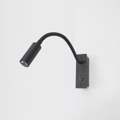 Flexible Gooseneck LED Reading Sconce 14 in Aluminum Indoor Wall Light for Bedroom Hallway Study Modern Task Lighting Push Button Switch