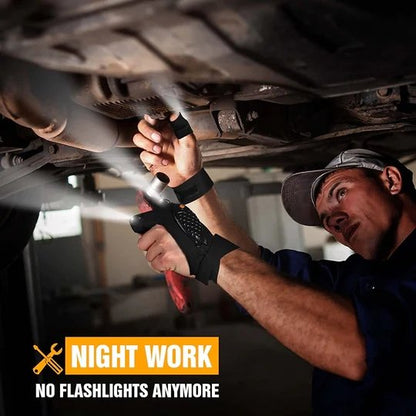 Rechargeable Work Gloves with Built-In LED Finger Lights for Mechanics, Camping, Repair & Night Tasks