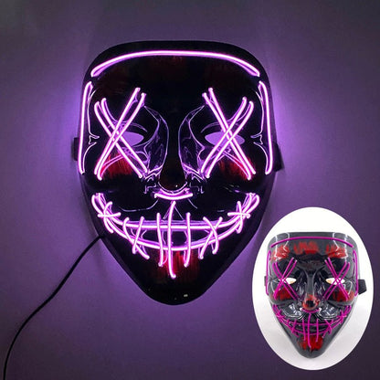 Masque de costume d'Halloween lumineux à LED pour adultes – Masque facial électroluminescent pour fêtes, festivals et cosplay