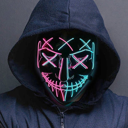 Masque de costume d'Halloween lumineux à LED pour adultes – Masque facial électroluminescent pour fêtes, festivals et cosplay