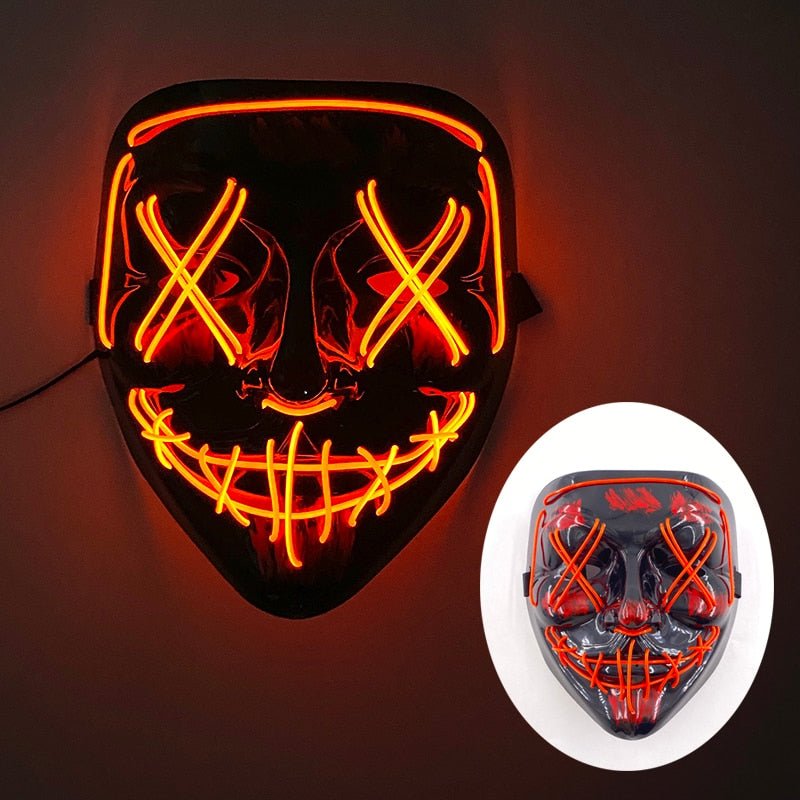 Masque de costume d'Halloween lumineux à LED pour adultes – Masque facial électroluminescent pour fêtes, festivals et cosplay