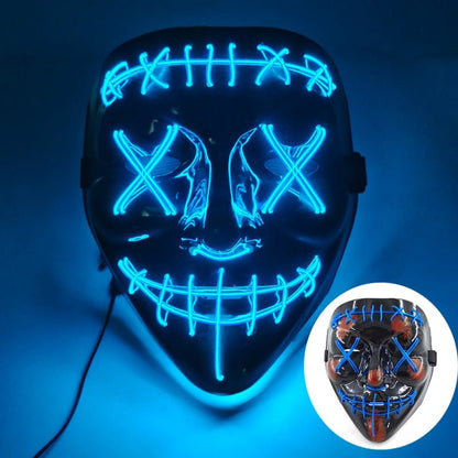 Masque de costume d'Halloween lumineux à LED pour adultes – Masque facial électroluminescent pour fêtes, festivals et cosplay
