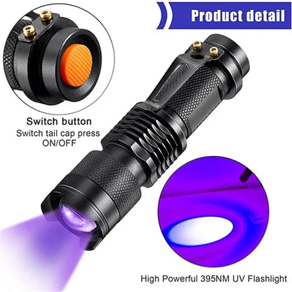 Ultraviolet Flashlight for Pet Stain Detection | UV Blacklight Torch for Carpet & Floor Inspection | Aluminum Handheld Light for Home & Prof