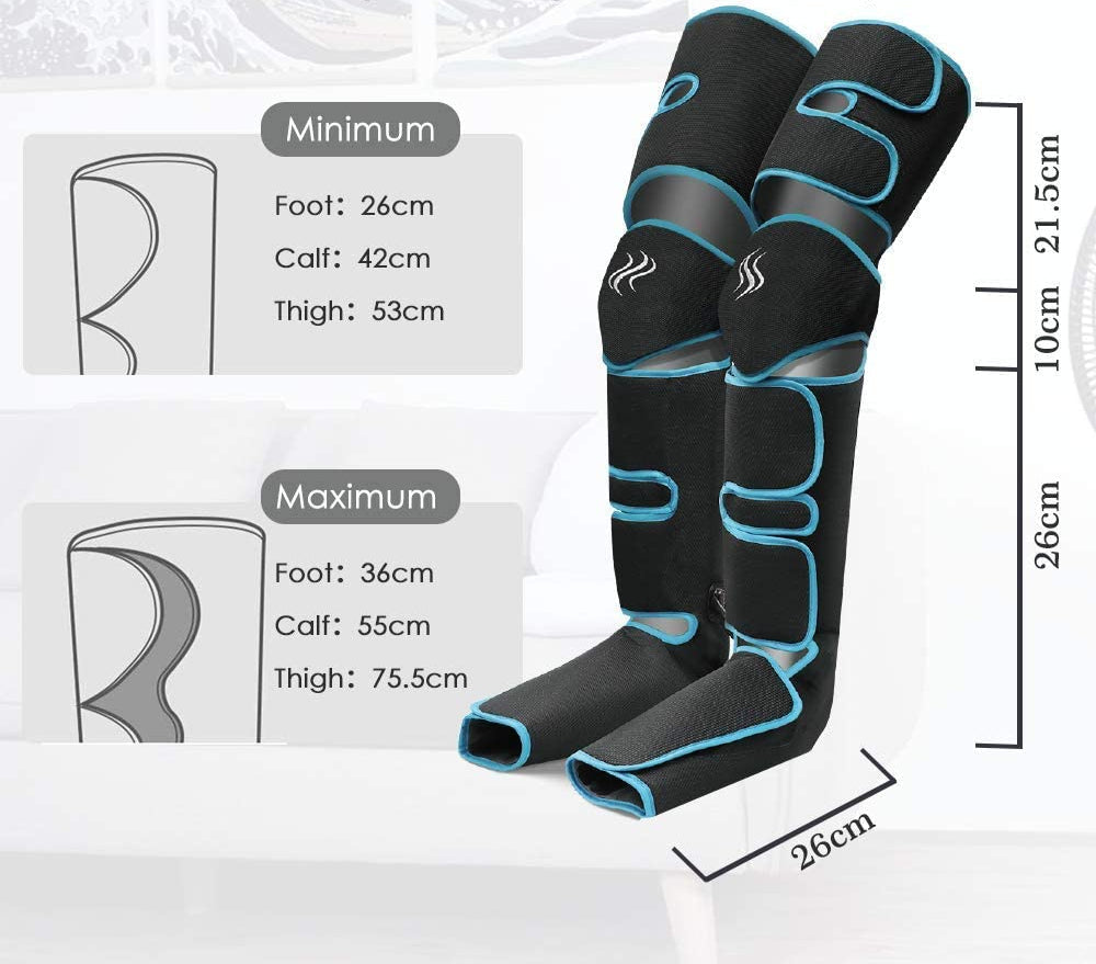 Appareil de massage séquentiel par compression d'air pour jambes avec genouillères chauffantes – Système de enveloppement complet pour cuisses, mollets et pieds pour la récupération musculaire et