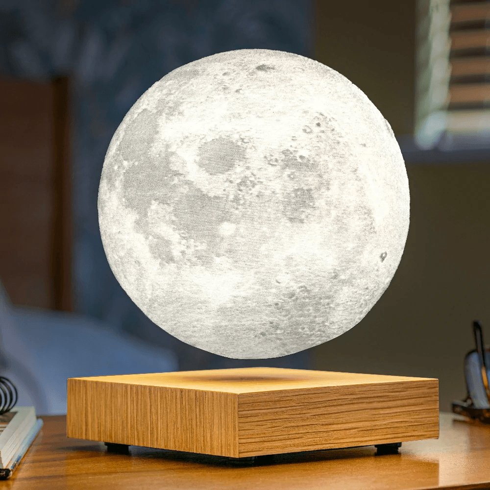 Veilleuse lune flottante magnétique avec sphère lunaire 3D rotative, LED bicolore pour décoration de chambre, bureau ou espace de travail