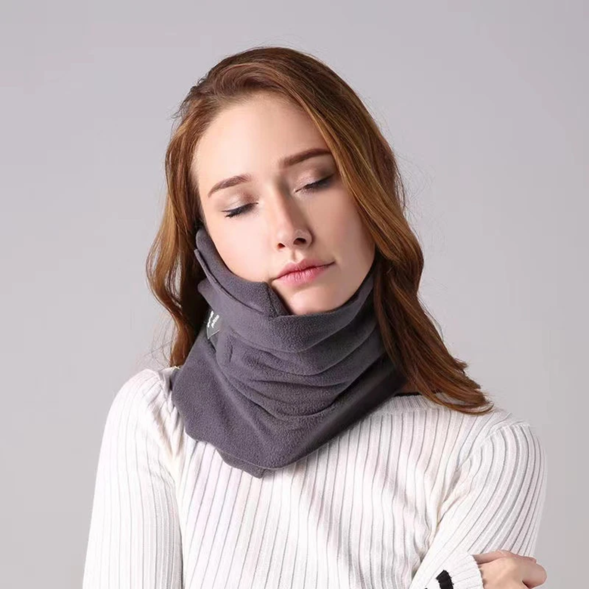 Travel Neck Pillow with Ergonomic Support – Lightweight Memory Foam Headrest for Airplane, Car & Train – Machine Washable Cover for Men &