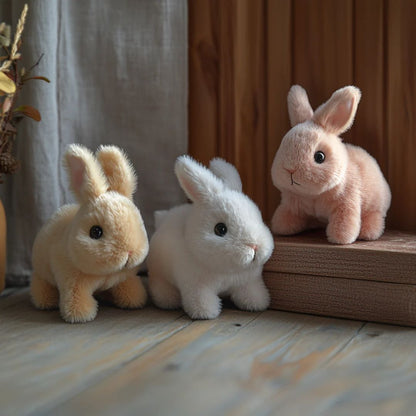 Peluche lapin animée avec mouvement de sautillement et oreilles tombantes pour la décoration de chambre d'enfant, compagnon câlin idéal pour un cadeau