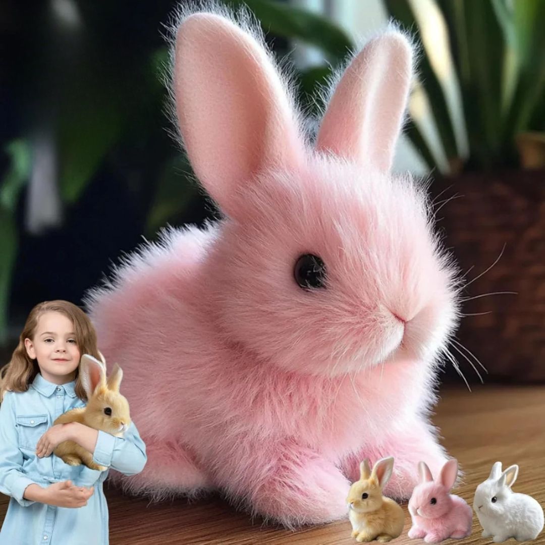 Peluche lapin animée avec mouvement de sautillement et oreilles tombantes pour la décoration de chambre d'enfant, compagnon câlin idéal pour un cadeau