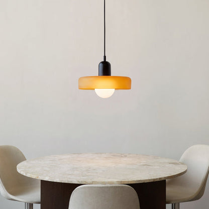 Jewel-Toned Glass Pendant Light with Adjustable Cord – Mid-Century Modern Hanging Fixture for Kitchen Island, Dining Table & Reading Nook