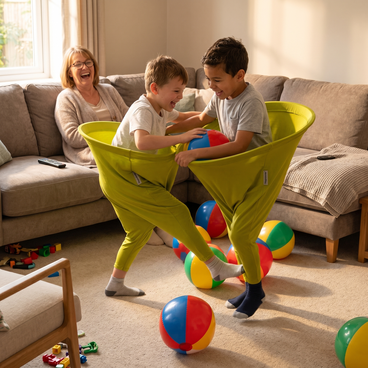 Oversized Wearable Catch-Basket Party Activity for Kids Adults Family Gatherings Backyard Indoor Outdoor Fun with Inflatable Balls Hand Pump