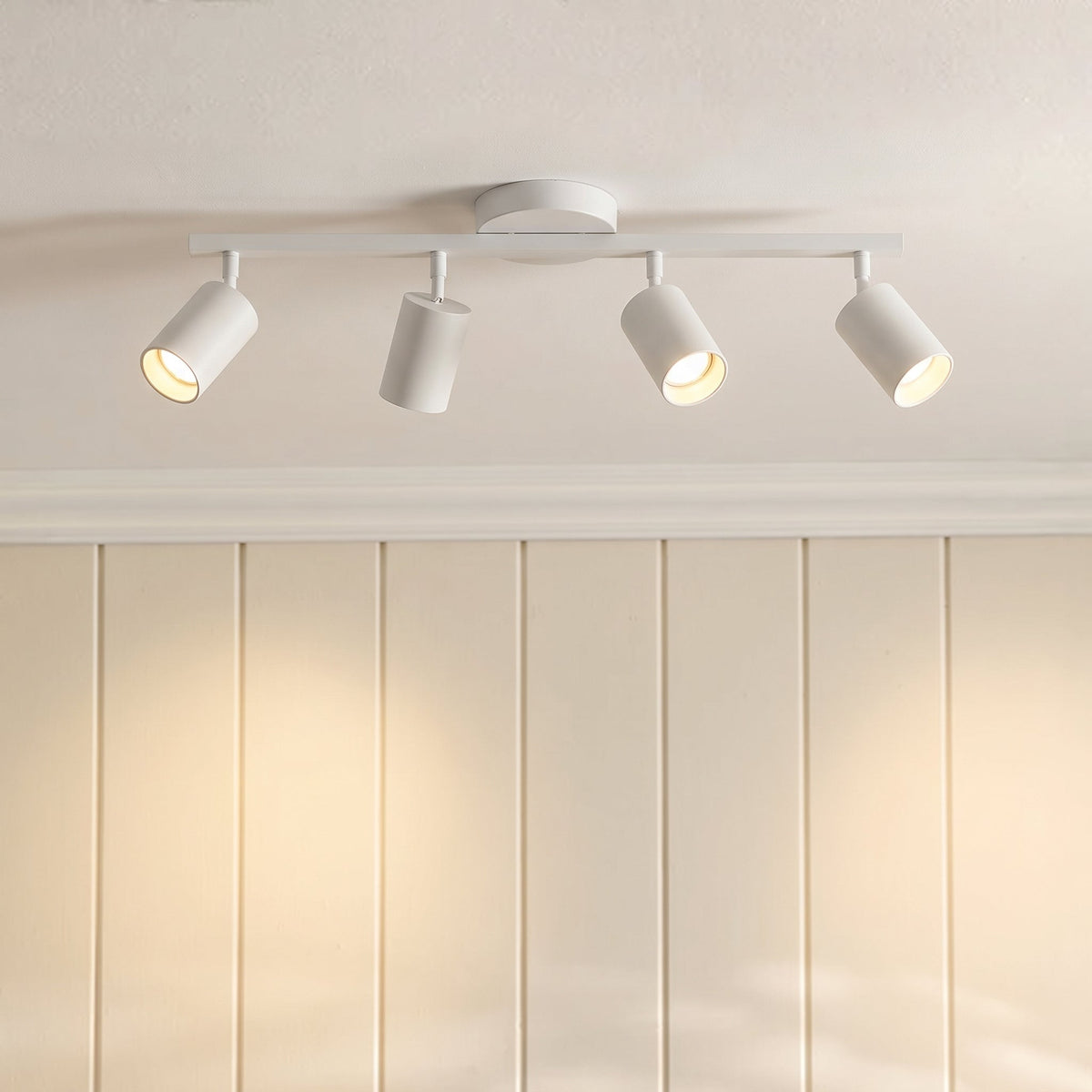 4-Light Adjustable Ceiling Light – LED Track Lighting for Kitchen, Living Room & Office | Modern Flush Mount with Directional Spotlights