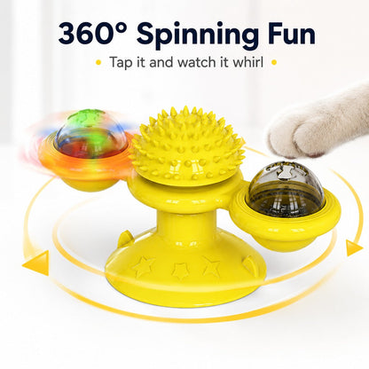 Ortekor Light-Up Spinning Cat Windmill Toy for Indoor Play & Boredom Relief
