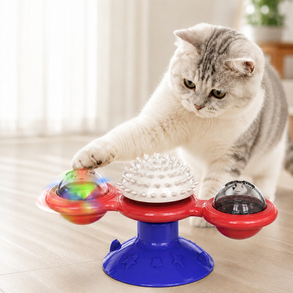Ortekor Light-Up Spinning Cat Windmill Toy for Indoor Play & Boredom Relief