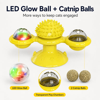 Ortekor Light-Up Spinning Cat Windmill Toy for Indoor Play & Boredom Relief