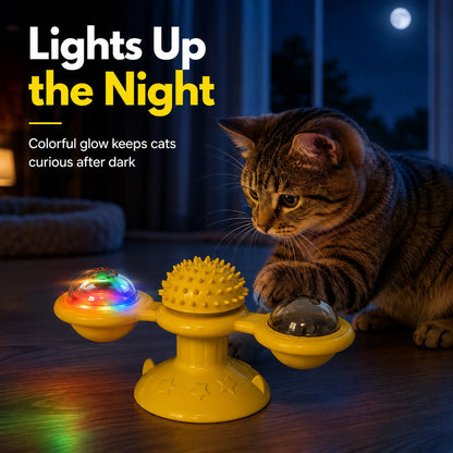 Ortekor Light-Up Spinning Cat Windmill Toy for Indoor Play & Boredom Relief