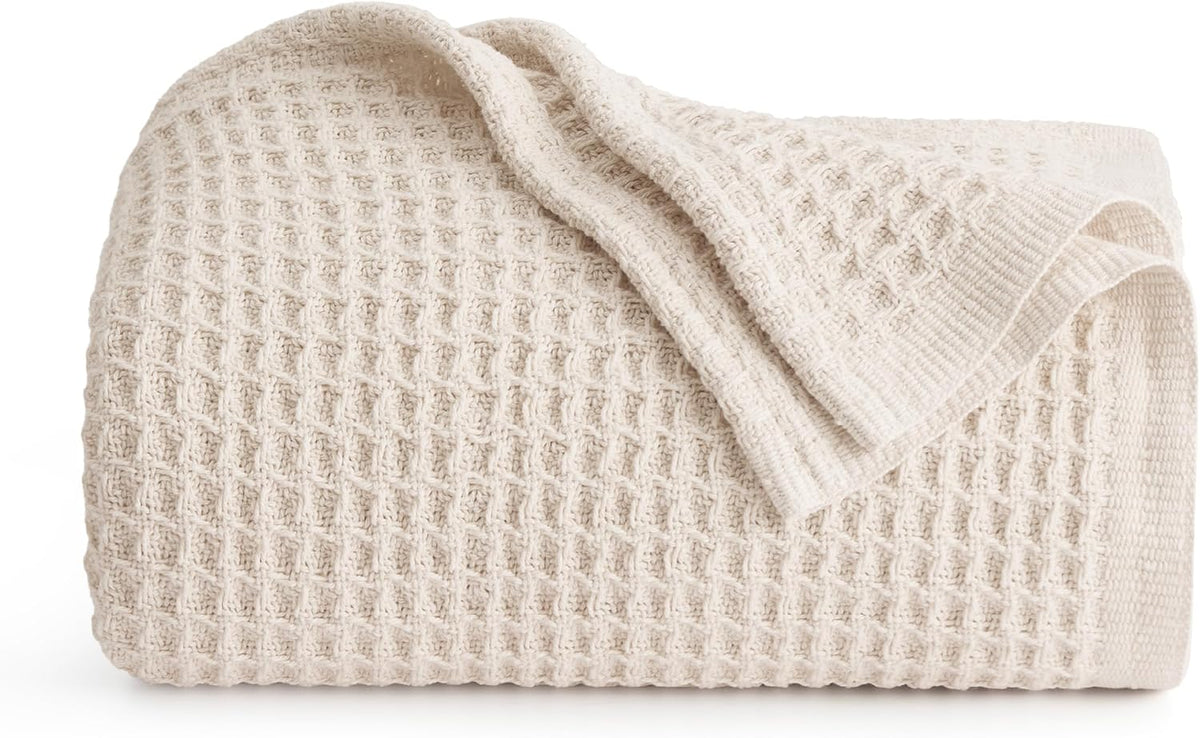Couverture jeté en coton pour lit, couverture gaufrée format grand lit pour toutes les saisons, couverture en coton douce et respirante pour canapé