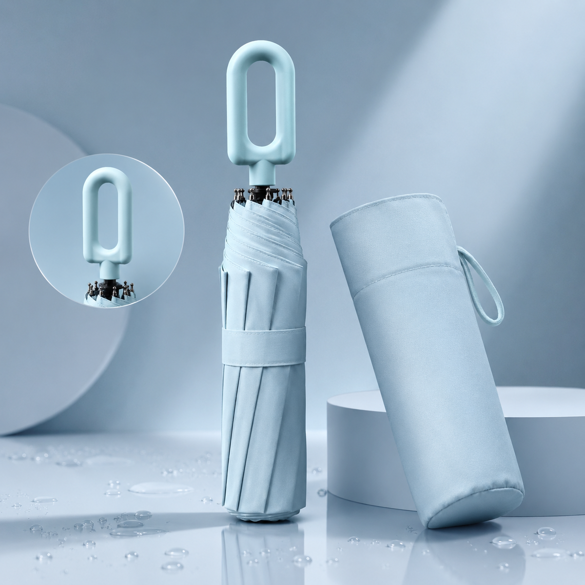 Automatic Travel Umbrella with Reinforced 8-Rib Frame & UV Sun Protection for Wind & Rain