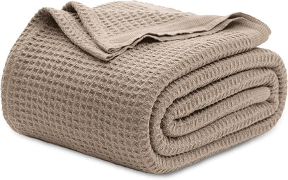 Couverture jeté en coton pour lit, couverture gaufrée format grand lit pour toutes les saisons, couverture en coton douce et respirante pour canapé
