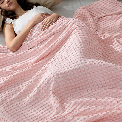 Cozy Haven | Couverture Queen légère en coton et bambou à tissage gaufré rafraîchissant | Jeté d'été doux pour ceux qui ont chaud la nuit