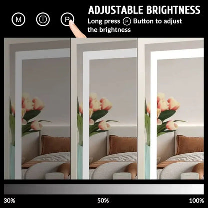 Miroir de maquillage sur pied à commande tactile avec trois modes d'éclairage et grossissement 15x amovible pour une application précise du maquillage