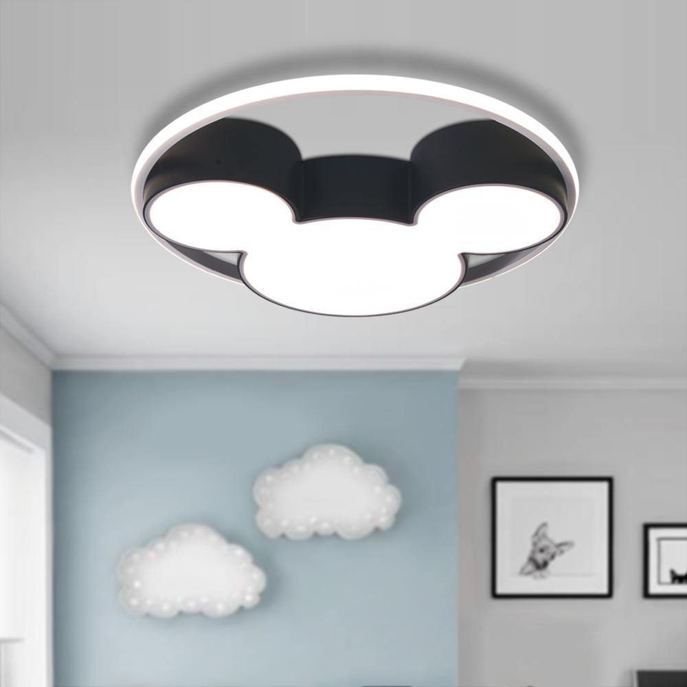 Dimmable LED Flush Mount Kids Room Light with Remote Control – Black & White Character-Inspired Fixture, 18 or 20 Inch, Adjustable Brightnes