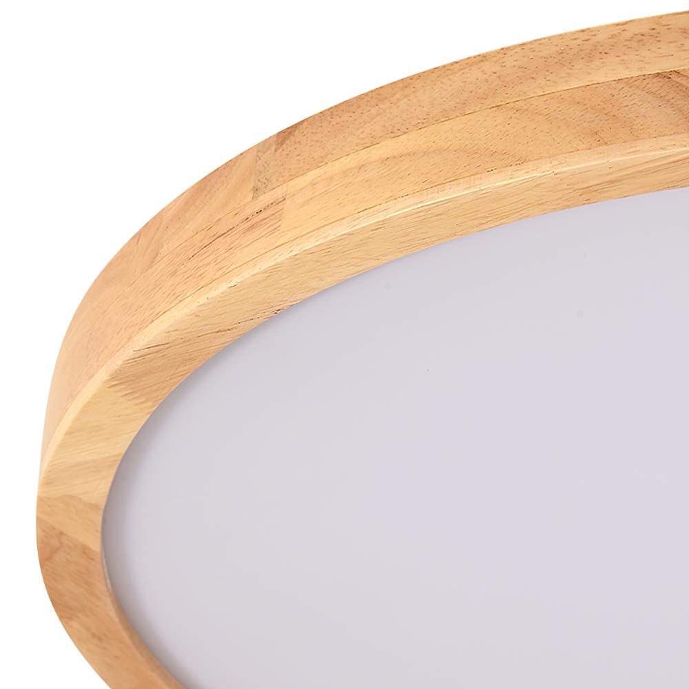Dimmable Hardwired Ceiling Light Fixture Wood Rim Acrylic Shade 5-Color Temperature Adjustable LED Module for Kitchen Bedroom Living Room