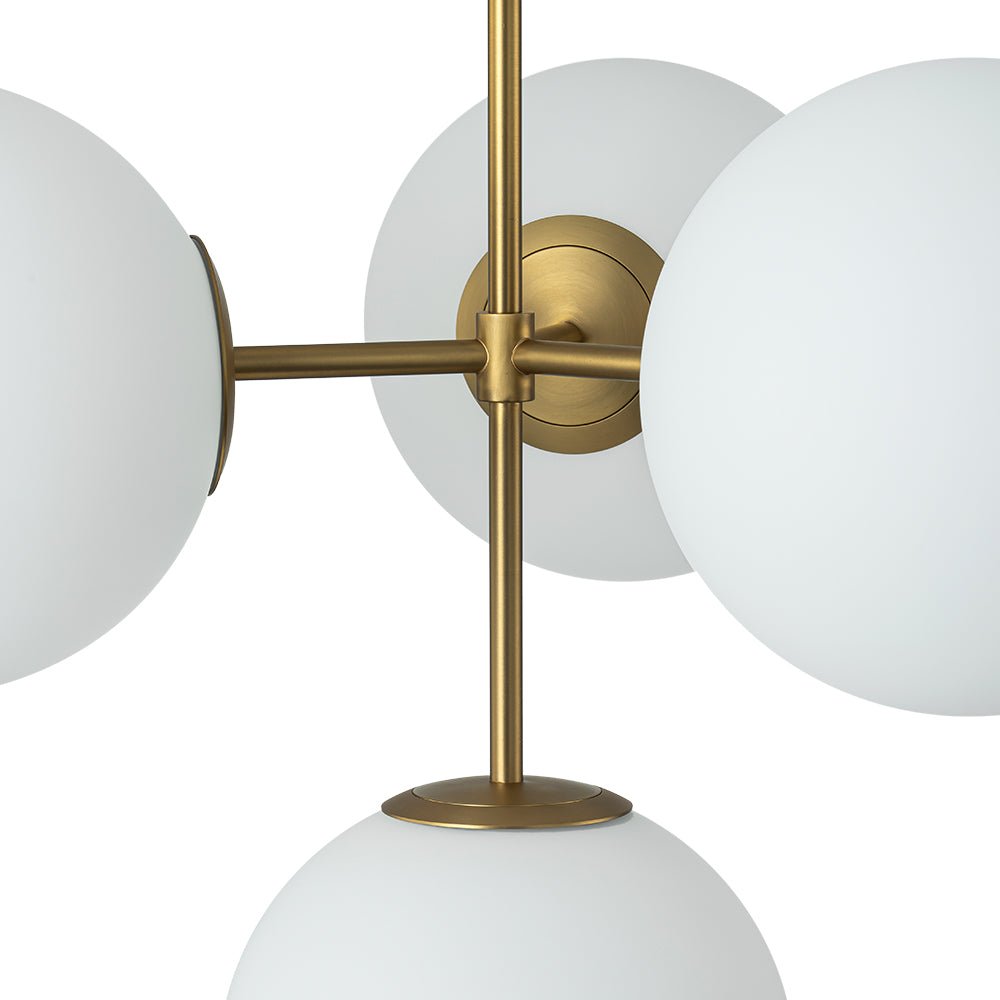 Four-Globe Frosted Glass Chandelier 24 in Brass or Black for Dining Table Kitchen Island Mid-Century Modern Adjustable Ceiling Light Fixture