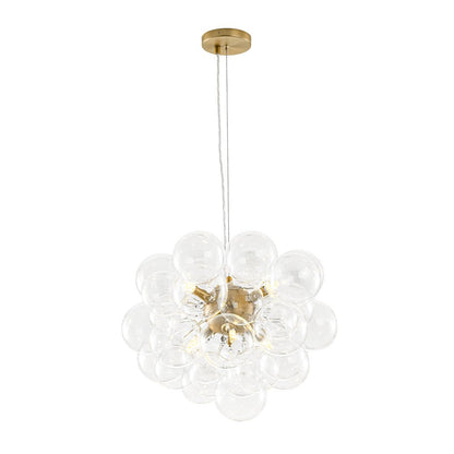 Multi-Sphere Glass Ceiling Fixture 20 in Brushed Metal Finish Adjustable Height 6-Light G9 for Dining Room Kitchen Island Contemporary Home